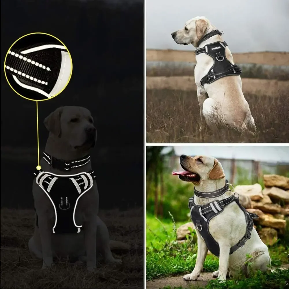 WINSEE Dog No Pull Harness with Dog Collar | Adjustable Reflective Outdoor Vest